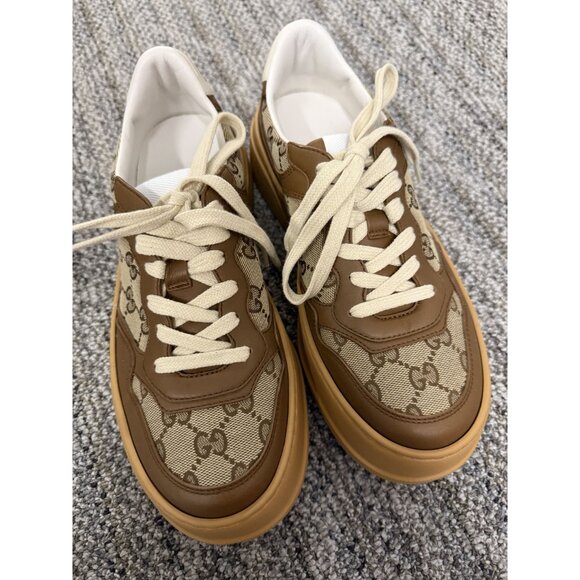 Gucci GG Supreme Beige & Brown Sneakers Made In Italy - Picture 9 of 11